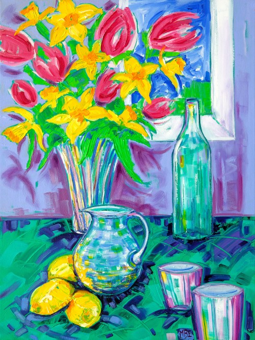 Daffodils & Tulips, Jug & Lemons Large Print